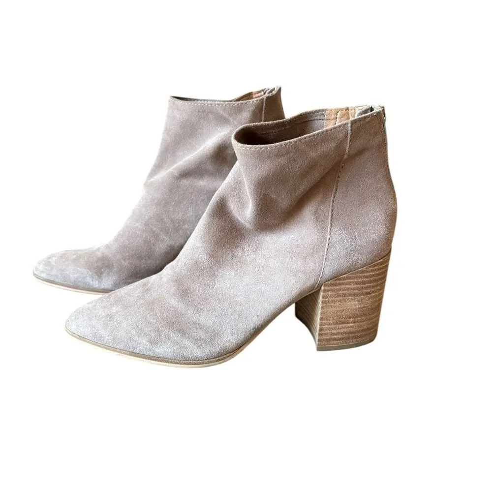 Steve Madden Jillian Ankle Boots Womens Size 9 Taupe Suede Leather Back Zip